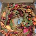 24’’ Fall Wreath - Fall Wreaths for Front Door with Foliage, Berry Cattails and Flowers for Outdoors, Indoor Walls, Windows, Holidays, Thanksgiving,Harvest Wreaths Fall Decorations