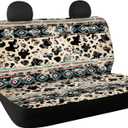 Binienty Aztec Cow Print Car Back Seat Cover Vehicle Interior Bench Seat Protector Covers, 2 Pcs Set Protector Universal Fit Trucks SUV Van