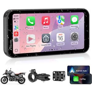 Carpuride W603 Motorcycle Carplay Screen, Wireless CarPlay & Android Auto for Moto, Remote Control6.3" Waterproof Touchscreen, BT Trans, GPS Navigation, Siri, G00gle Assistant