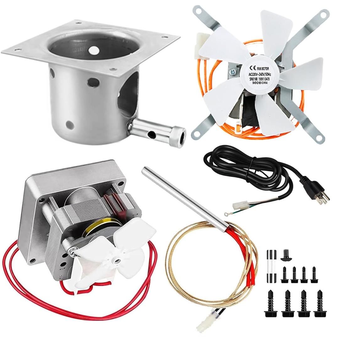 Pellet Grill Replacement Parts for Traeger Pit Boss Pitboss REC TEC Wood Smoker Induction Fan Auger Motor Fire Burn Pot Hot Rod Ignitor BBQ Accessories (Silver 5-Pack Kit)
