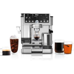 Ninja Luxe Caf Pro Series, Espresso Machine, Drip Coffee, Cold Brew, Hot Water, Integrated Tamper, Built-in Grinder, Hands-Free Frother for Cappuccinos, Lattes, Americanos, Dairy or Non-Dairy, ES701