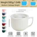 2 x Ceramic Soup Bowl with Handle 32oz Microwave Ramen Bowl with Lid, Soup Mugs & Cups for Cereal, Oatmeal, Ramen, Instant Noodle, Soup Container with Lid - Set of 2 (White)
