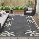 COCOER Outdoor-Rug 9x12 ft Waterproof Outdoor Plastic Straw Rug Reversible RV Indoor Outdoor Carpet Quick Dry Patio Rug Camping Mat for Balcony Backyard Picnic Beach-Grey&Beige