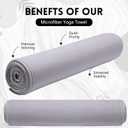 Breling 4 Pack 72" x 24" Hot Yoga Towel Non Slip Microfiber Mat Towel Sweat Absorbent Soft Pilates Mat Essentials for Hot Yoga Pilates Exercise(Light Grey)