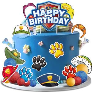 Dog Cake Topper- Dog Birthday Decorations, Cute Cartoon Birthday Cake Topper with Mini Balloons Puppy Party Decorations for Kids Boys Girls 1st 2nd 3rd Birthday Party Supplies