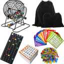 SEETOOOGAMES Deluxe Bingo Game Set - Metal Cage, 50 Bingo Cards, 500 Paper Sheets, 500 Chips, 75 Balls, Plastic Master Board - Great for Large Groups, Family Games Nights Parties (Classic Cage)