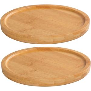 Bamboo Plant Saucer, Durable Plant Tray for Indoors and Suitable for 6-7 Inch Plant Pots, Set of 2