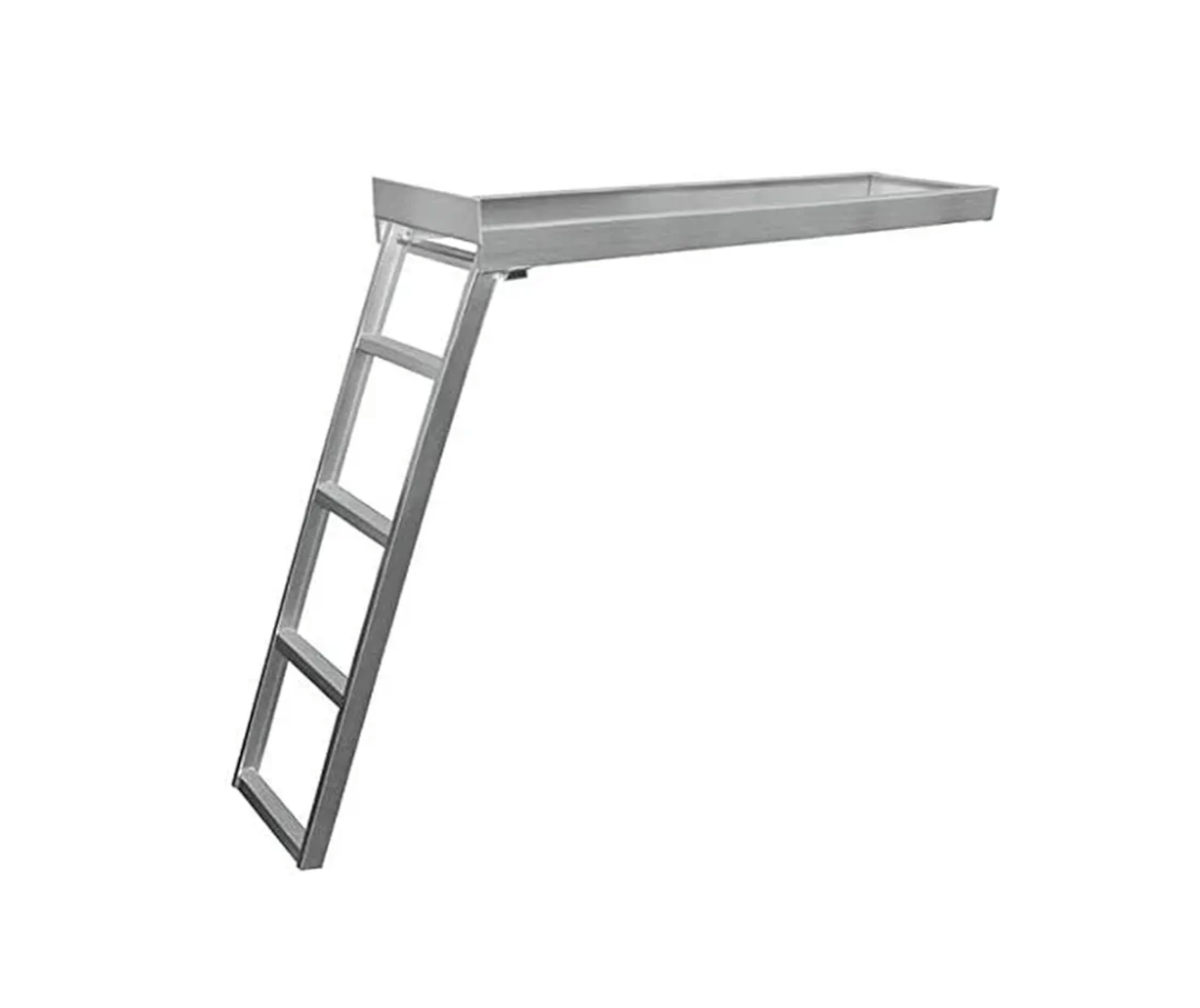 Pontoon Boat Ladder 4 Steps, Aluminium Undermounted Pontoon Ladder, Non-Slip Design