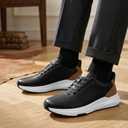 Coostar Dress Sneakers Men Walking Shoes Zapatos De Vestir para Hombre with Arch Support Orthopedic Sneaker Office Shoe Black, Size 11