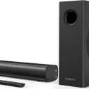Sound Bars for Smart TV with Wired Subwoofer, 2.1 Deep Bass Small Soundbar Home Theater Surround System Speaker with 4 Inch Subwoofer, Bluetooth/Optical/AUX Connection, Compact Soundbar for TV
