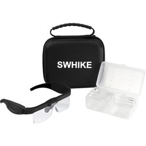 Magnifying Glass with Light Hands Free, Rechargeable Magnifying Glasses Headset with 5 Detachable Lenses and Storage Case for Close Work, Reading, Jewelry Making Crafts (Black)