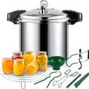 24qt Pressure Cooker for Canning Pressure Canner Supplies Kit, 6 Canning Supplies Stainless Steel Steam Rack Gauge, Silver