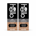 hello Epic Whitening Charcoal Fluoride Free Toothpaste, Activated Charcoal Toothpaste with Coconut Oil, Whitens Teeth Naturally, SLS Free, Fresh Mint, 2 Pack, 4.0 Oz Tubes
