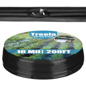 Treela 200ft 5/8 Inch Drip Tape 6" Spacing Roll 16 Mil Irrigation Hose Garden Watering Tube Line Automatic Equipment for Garden Irrigation System Flower Patio Lawn Hose