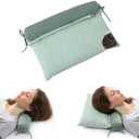 2-in-1 Adjustable Buckwheat Pillow, Detachable Bone, Neck Relief (Green) | Hulls Firm Buckwheat Neck Pillow for Neck Support, Breathable Washable Cover, Deep Sleep, for Side & Back Sleepers