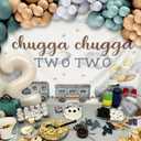 Chugga Chugga Two Two Train Birthday Decorations Include Chugga Chugga Backdrop for 2nd birthday Train Birthday decorations (Green)