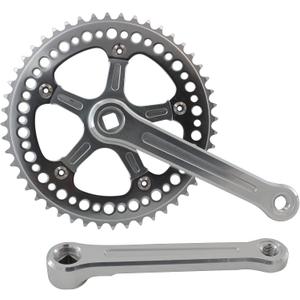 Fixed Gear Bicycle Crankset Single Speed 48T 130BCD 170mm Upgraded Material, Fully CNC Grinding (silver)