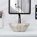 Davivy 16'' X 13'' Nordic Marbling Oval Vessel Sink with Pop Up Drain,Ceramic Vessel Sink,Bathroom Sinks Above Counter,Bathroom Vessel Sinks,Counter top Sink,Oval Sink Bowls for Bathroom, 16X13.2X5.8 Inches