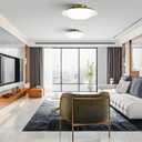 15.7 in Mid Century Modern Led Large Ceiling Light Fixture,36W Bright Matte White Gold Mcm Semi Flush Mount Hallway Light Fixtures Close to Ceiling Lamp for Kitchen Master Bedroom(Cool White 5000K)
