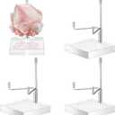 Suzile 4 Pcs Adjustable Metal Arm Display Stand Easel with Acrylic Base Rock Display Easel Holder Acrylic Crystal Clear Plate Stand for Geodes Mineral Agate (Silver, 2.8 x 2.8 x 4 Inch)