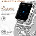 VIQIV for Bling Apple Watch Bands Series 9 8 7 6 5 4 3 SE 45mm 44mm 40mm 38mm 41mm 42mm for Women Dressy, Upgraded Starlight Stretchy Cute Bracelet with Bling Cover for iWatch Band, Diamond Rhinestone Metal Wristbands Straps