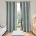 Joydeco 100% Blackout Curtains for Bedroom - Natural Linen Curtains 52" W x 84" L Long, Thermal Insulated 2 Panels Light Blocking Drapes, Rod Pocket & Back Tabs, Darkening Privacy for Living Room (Sage Green)