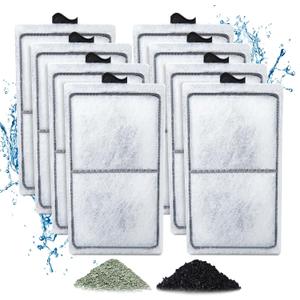 8 Pack PF-S Filter Cartridges Only Compatible with Silenstream PF10 Power Filters, Replacement Aquarium Carbon Cartridge with Zeolite, Size 5.5 in L x 3.1 in