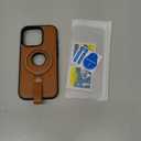 for iPhone 16 Pro Leather Case with Stand, Anti-Slip Grip Ring, Fits for MagSafe (Brown, IP 16 Pro-6.3inch)