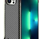 Ultra-Thin Frosted Soft Touch Skin Borderless Carbon Fiber Bump Texture Case for iPhone 15 Pro Max 6.7"(2023) - Slim Minimalist Lightweight Frameless Matte Hard Cover - Black