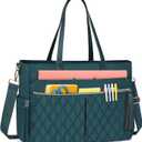 RAINSMORE Laptop Bag for Women 15.6" Teacher Tote Work Bag with Insulated Pockets, Professional Nurse Bag Laptop Briefcase Large Handbag for Office College Nursing, Green