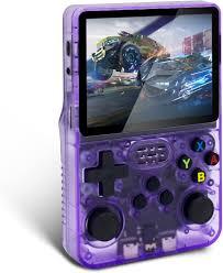 Retro Game Console R36S Handheld Game Console with 64GB Preloaded Games, Save/Load Function, 3.5" HD IPS Screen, Portable Emulator Console for Family, Adults & Nostalgic Players (Purple R36s 3.5")