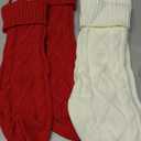 4 Pack Christmas Stockings 18 Inches Large Size Cable Knitted Stocking Gifts & Decorations for Family Holiday Xmas Party, Ivory White and Burgundy