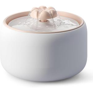 WOPET Ceramic Cat Water Fountain W03 Lite3L/101oz Ceramic Pet FountainAutomatic Water Fountain for Cats & Dogs, Fashion Cat Fountain with Ultra-Quiet Pump and Filter & Sponge White Orange