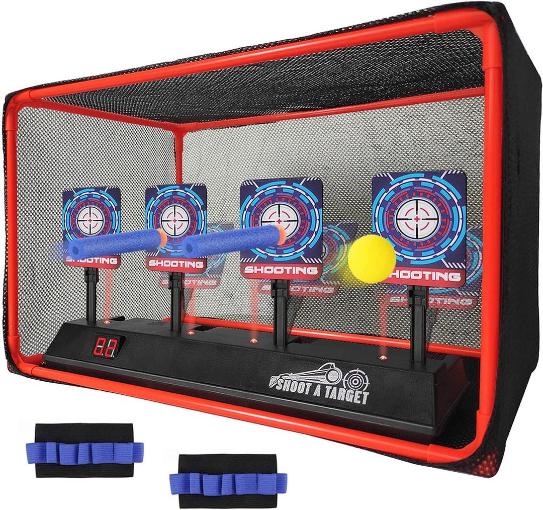 Electronic Auto Reset Digital Shooting Target with net for Toy Gun Gifts for Kids Boys Girls Age 3+ (4)