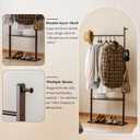 SOBIBO Clothes Rack Solid Wood Coat Rack with Shelves and Hooks – Garment Clothing Rack Coat Rack with Storage for Hallway, Bedroom, Living Room, 15.75 inch, Walnut