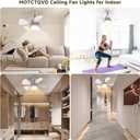 Ceiling Fan Light with Remote, 3 Colors 3000K-6500K Ceiling Fans with Lights, 5 Brightness Dimmable Small Socket Ceiling Fan with Light for Bedroom Garage Indoor