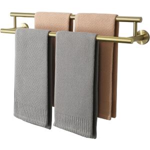 Alise Double Towel Bar Glod,24" Towel Rack for Bathroom Wall Mounted,Bathroom Towel Rack SUS304 Stainless Steel Bathroom Towel Holder Quick Drying Hand Towel Holder Towel Bar for Walls