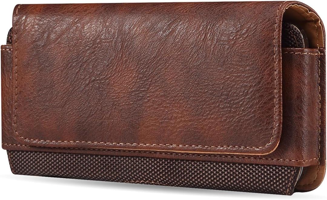 Premium Leather Phone Holster for iPhone 13 Mini,12 Mini,SE 2022,8,7,6,5,Holster Pouch Case with Clip for Galaxy S6/5,Brown