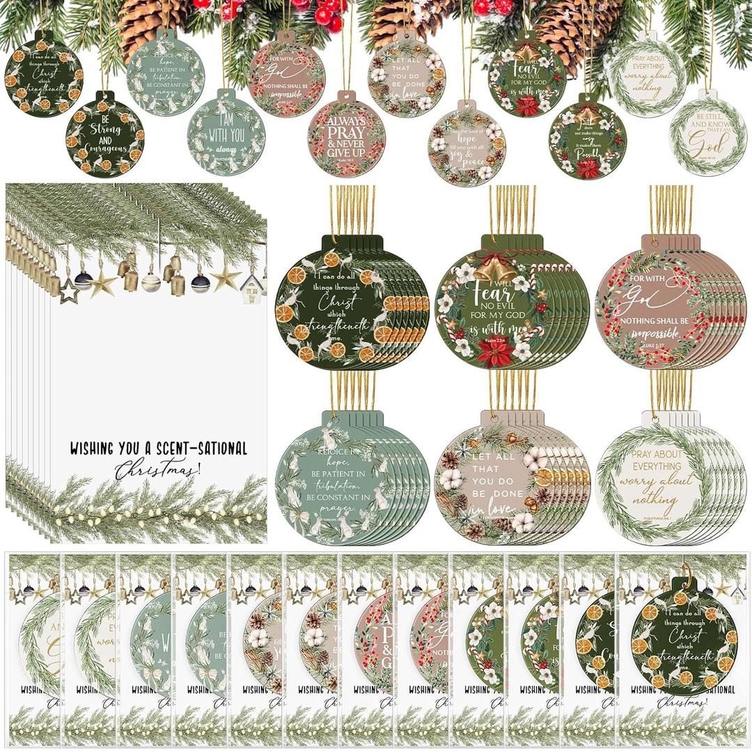 2 x 36 Set Christian Easter Bulk Gifts Religious Scented Hanging Ornament Easter Scent Sachet with Card Bag Bible Verse Decor for Secret Sister in Christ Gift Sunday School Women
