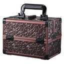 Joligrace Makeup Train Case Cosmetic Box Portable Makeup Case Organizer 2 Trays Makeup Storage with Mirror Locking for Cosmetologist Aesthetic Supplies Nail Tech Traveling Makeup Box Dark Brown