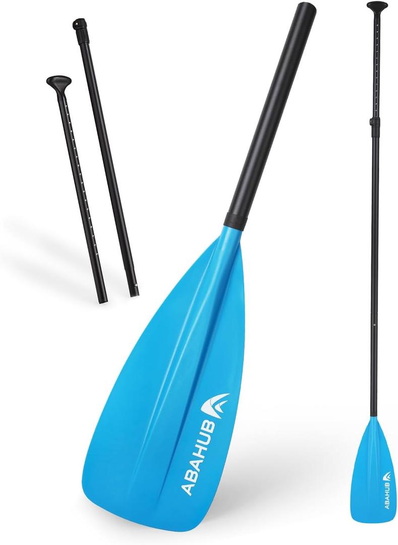 Abahub SUP Paddles - 3 Piece Adjustable Stand up Paddle - Lightweight Oar for Paddleboard, Aluminum Alloy PU Coated Shaft 68" - 84", Blue Plastic Nylon Blade