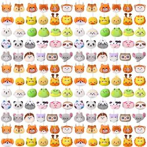 Libima 150 Pcs Mini Stuffed Animals Sea Animal Fruit Plush Keychain Set for Carnival Birthday Classroom Prizes Decoration for Clothes (Jungle Animals)