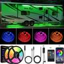 RV Awning Lights, 50FT RV Underglow Led Lights Kit, 12V Multi-Color Exterior Neon Accent Underbody Strip Lights for Camper Motorhome with Extension Cable, Music Sync, Waterproof