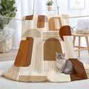 Mid Century Modern Blanket for Bed, Striped Geometric Throw Blankets for Couch, Arch Line Abstract Fleece Blankets, Minimalist Neutral Comfort Blanket, Lightweight Soft Cozy for Fall Winter 78"x75"