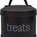 AuldHome Design Enamel Cat Treat Container (Black) Small Retro Modern Farmhouse Pet Treats Jar