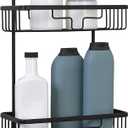 Zenna Home Rustproof Shower Caddy Hanging Bathroom Organizer, Aluminum Shower Rack with 2 Shelves and Built in Hooks, Premium Over Shower Head Storage System, Black