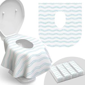 Relyo Disposable Toilet Seat Cover for Travel  20 Pack with Covers Wrapped in Sets of 2, Non-Flushable Liners, Fits Most Seats  Kids, Toddlers, Adults (Waves, 20)