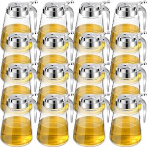 Set of 12 Honey Maple Syrup Dispenser 12 oz Glass Bottle Syrup Pitcher Containers with Retracting Spout for Restaurants Sugar Coffee Milk Creamer Condiment, 3.2 x 4.8 Inches