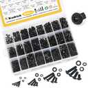 Kadrick Metric Screw Assortment, 2000PCS Metric Bolt Assortment Kit M2 M3 M4 M5 Machine Screws with Lock & Flat Washers, Grade 10.9 Alloy Steel Hex Socket Button Head Black Screws Nuts and Bolts Kit