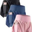 CADMUS 2 in 1 Women's Workout Shorts for Athletic Gym Running Shorts with Phone Pockets (L)